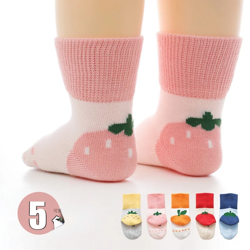 

Женские носки из 100% хлопка с милыми фруктами желтые розовые носки для новорожденных девочек 0-8 лет эластичные мягкие