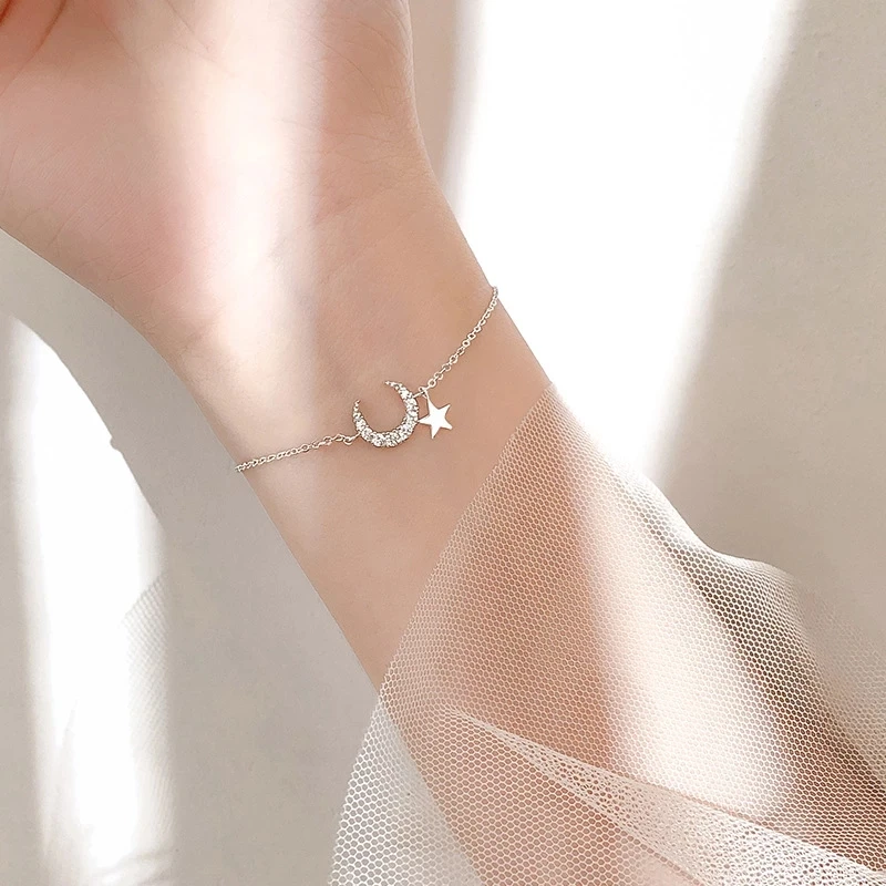 

Fashion 925 Sterling Silver Cross Star Charm Bracelet & Bangle Elegant Women Party Wedding Jewelry A009