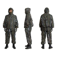 3d forest sniper ghillie suit woodland men women outdoor camouflage leaf shaped cs paintball jackets uniform hunting clothing