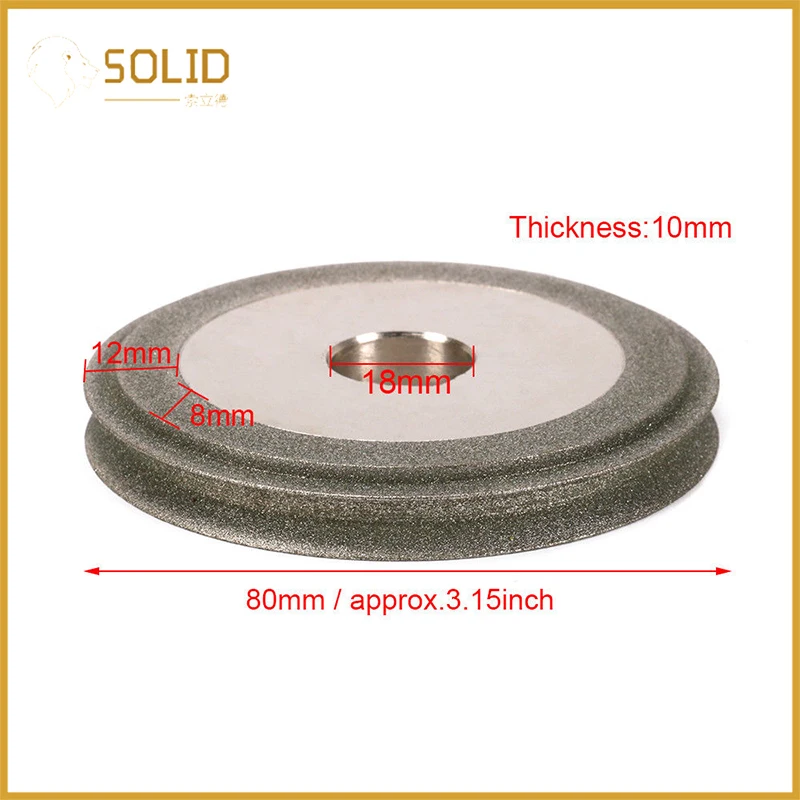

3.15 inch Diamond Grinding Wheel Abrasive Tool for Hard Alloy and Glass, Tiles, Gems, Ceramics, Molds Polishing 150 Grit