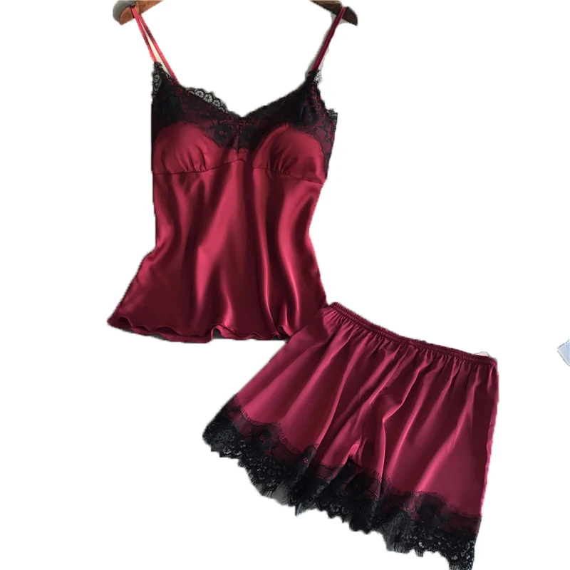 Женский пижамный комплект из топа и шорт с V-образным вырезом без рукавов |