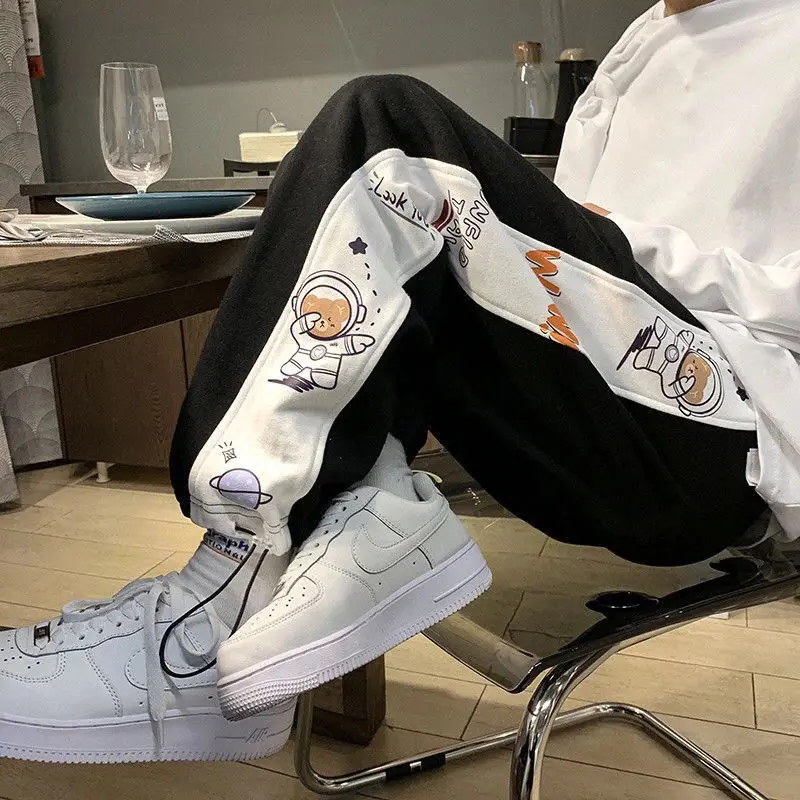 Широкие брюки для мужчин в стиле Харадзюку повседневные спортивные бега уличная