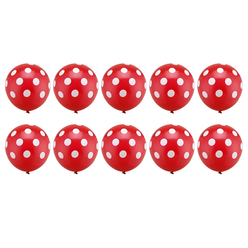red and white dot 10 шт./лот латексные шары в красный и черный горошек Божья коровка свадебные декоративные принадлежности Globos Baby Shower Микки Маус тематические вечерние шары - Цвет: red and white dot