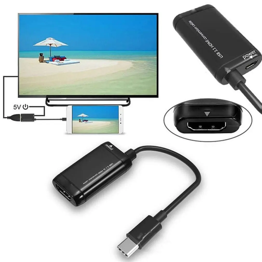 USB C адаптер типа к HDMI с функцией порта питания 3 1 Type конвертер Male Female для MHL Android Phone