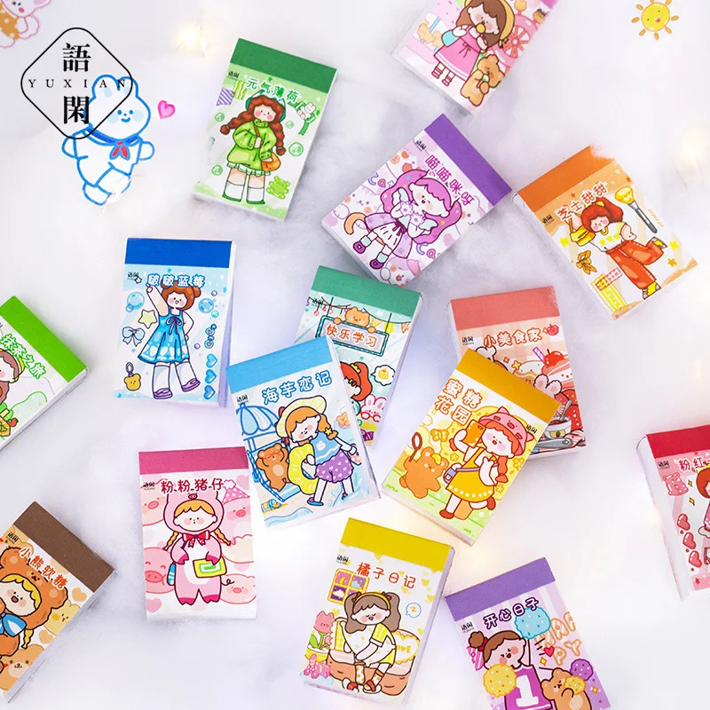 

50Pcs/set Creative Hand-painted Cartoon Cute Hand Account Diary DIY Material Stickers Sweet Decorative Small Patterns Stationery