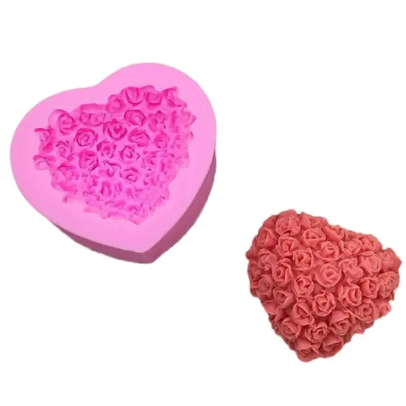 DIY Silicone Clay Handmade Soap Pudding Mold Heart Rose Pattern Fondant Chocolate Flower Crafts | Дом и сад