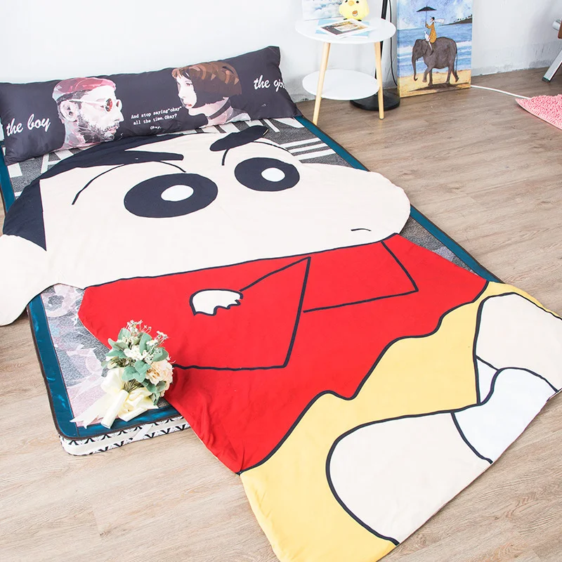 Manta de algod&oacute;n con forma de cray&oacute;n de Anime para ni&ntilde;os, S&aacute;bana de edred&oacute;n de aire acondicionado, colcha fina de dibujos animados para verano, manta de descanso para oficina y Midday-4