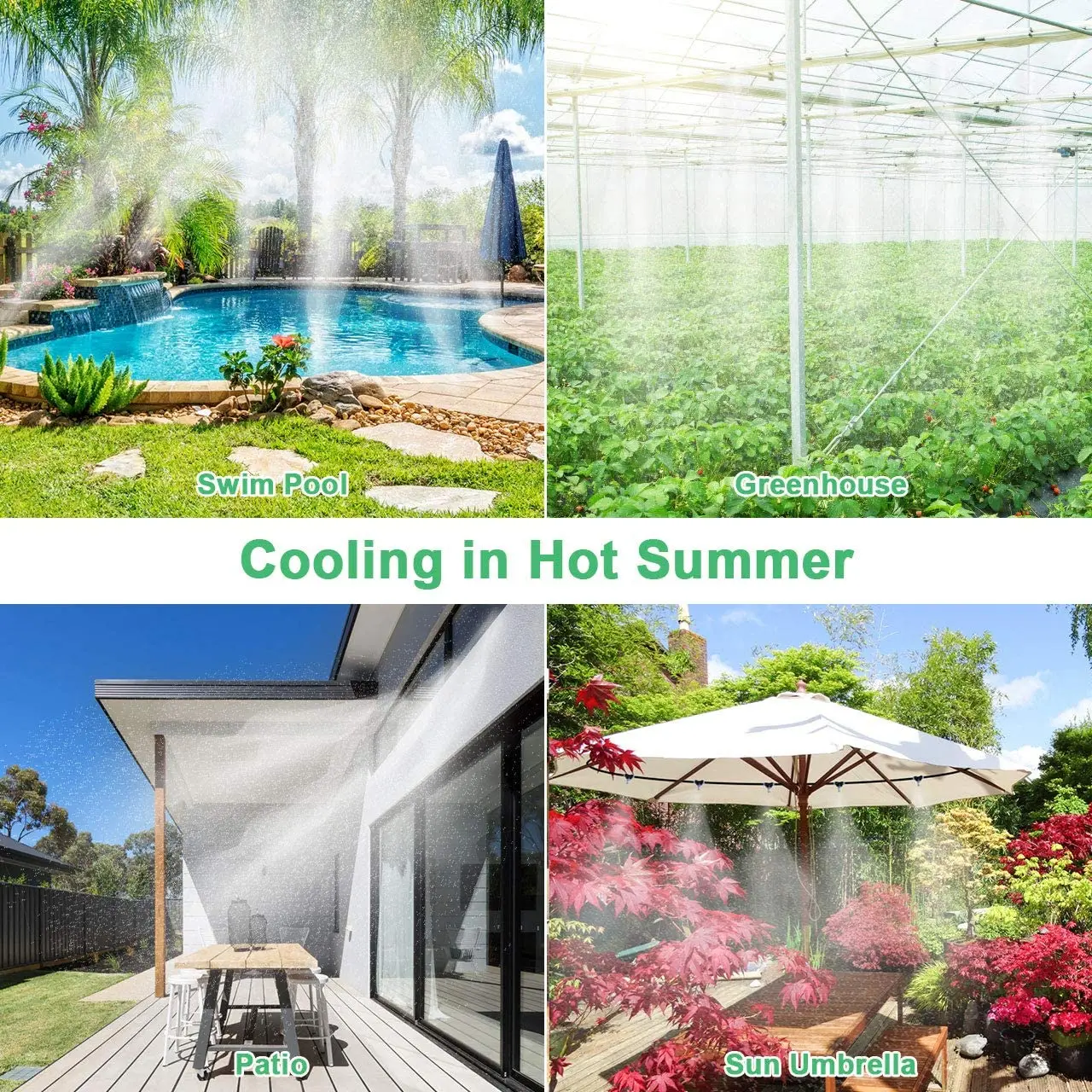 Patio Misting Cooling Water Fog Sprayer System For Greenhouse Garden Flowers Plant Waterring Irrigation Nebulizer Sprinkler images - 6