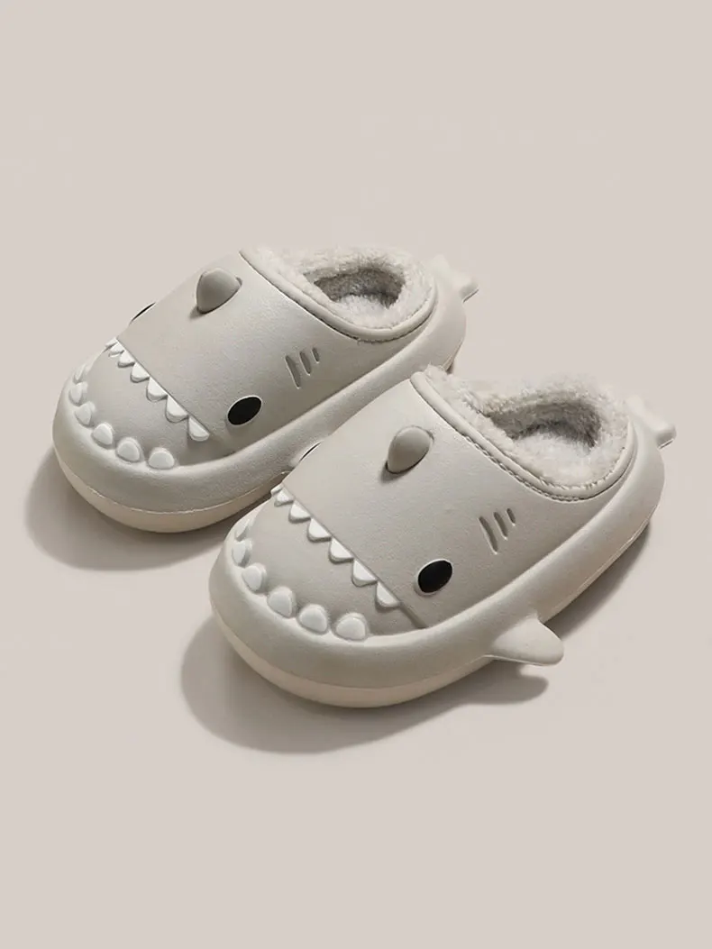 Милые Мультяшные тапочки Mo Dou из хлопка с акулами теплая зимняя обувь для