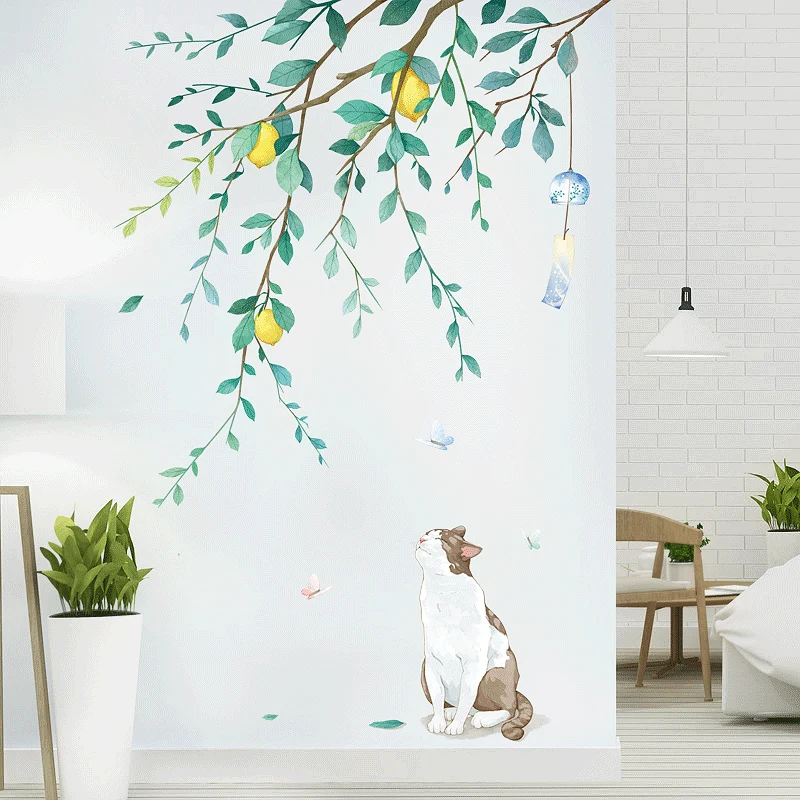 

Tree Branch Wall Stickers for Living room Bedroom Lovely Cat Vinyl Wall Decal Eco-friendly Wall Mural Removable Home Decoration