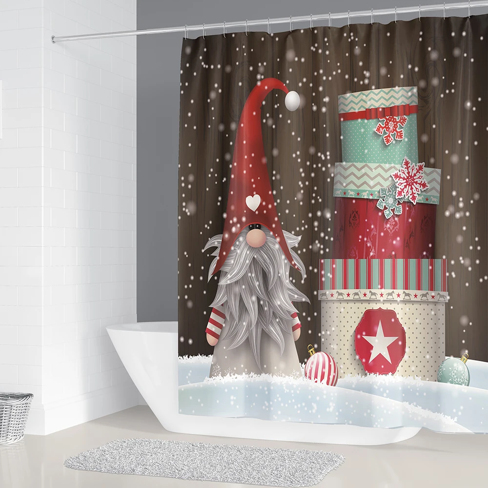 Занавеска для ванны с Санта Клаусом Полиэстеровая Водонепроницаемая