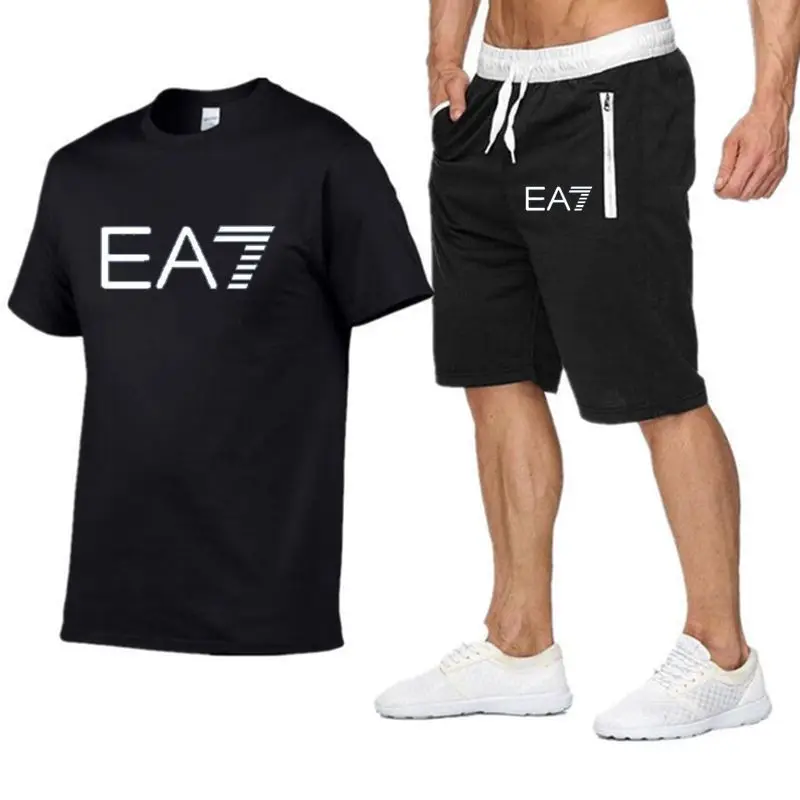 

Fashion Suit EA7 Plus Men's Summer T-Shirt Shorts Sports Suit + Men's Casual Sports Beach Shorts
