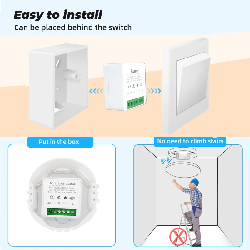 16A Mini Wifi Tuya Smart Switch Module Wireless Switches 2-way Control Timer Automation Compatible With Alexa Google Home | Обустройство