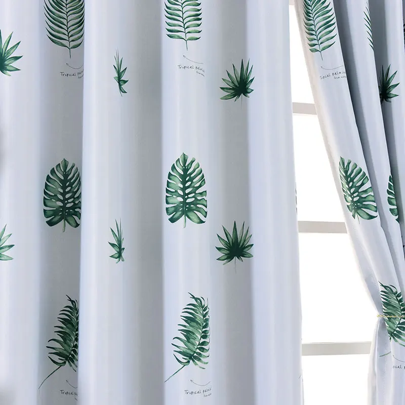 Затемняющие короткие занавески с листьями s для кухни печатные гостиной спальни