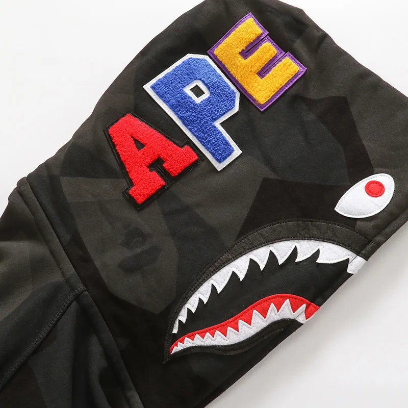 

Bape Hoodies Harajuku Shark Coat Fashion Brand Men & Women Trendy Camouflage Loose Head Couple Clothes Hoody