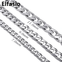 7911mm wide mens boys stainless steel chain necklace curb cuban link silver tone fashion jewelry 16 36