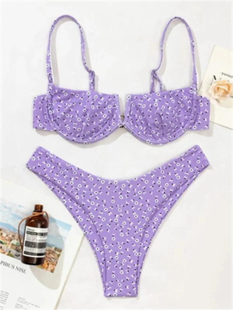 

Sexy Print Bikinis 2 Pieces Swimsuit Women Swimwear 2021 Push Up Bathing Suit Beachwear Summer Brazilian Swim Bikini Sets