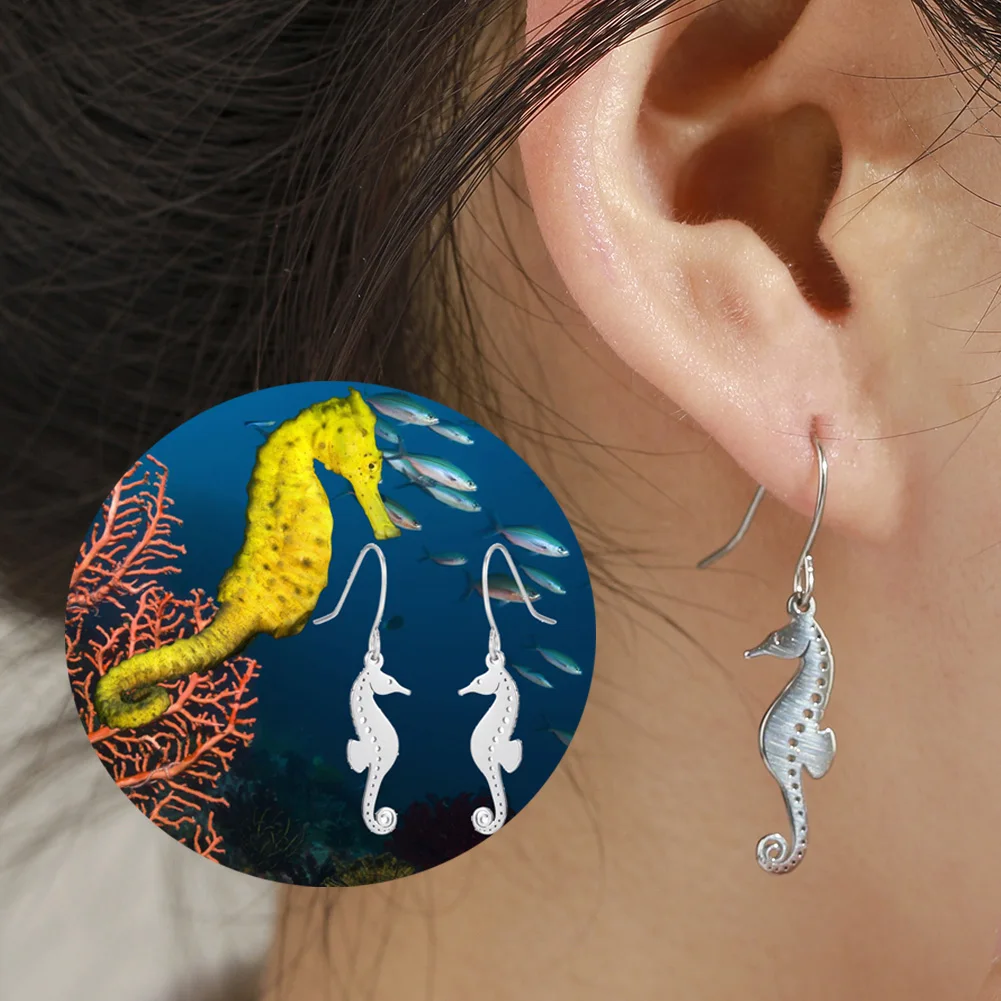 

Lucktune Sea Horse Drop Earrings Marine life Cute Pendant for Kids Stainless Steel Stud Earrings Cartoon Cute Gift Jewelry
