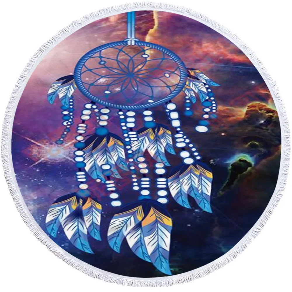 ONGLYP Новое 3D цветное Ловец снов круглое пляжное полотенце из микрофибры одеяло