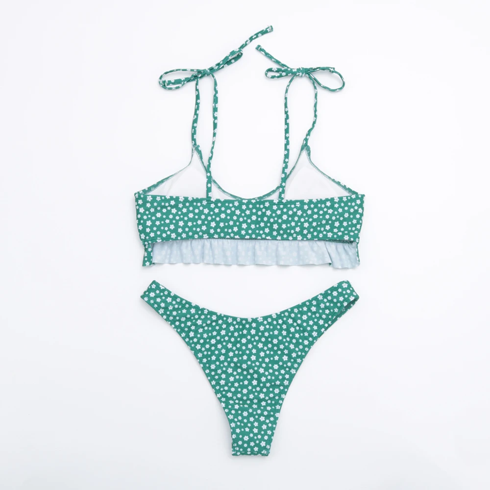 

2021 New Sexy Floral Printed Bikini Women Swimsuit Bandeau Push Up Swimwear Female Bikini Set Brazilian Bathing Suits Beach Wear