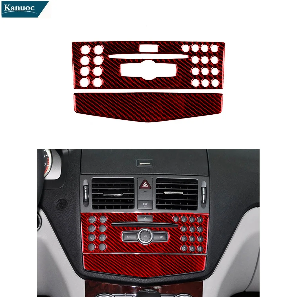 

Автомобильные аксессуары, украшение интерьера, красная наклейка из углеродного волокна, центральное управление, CD панель типа A для Mercedes Benz ...