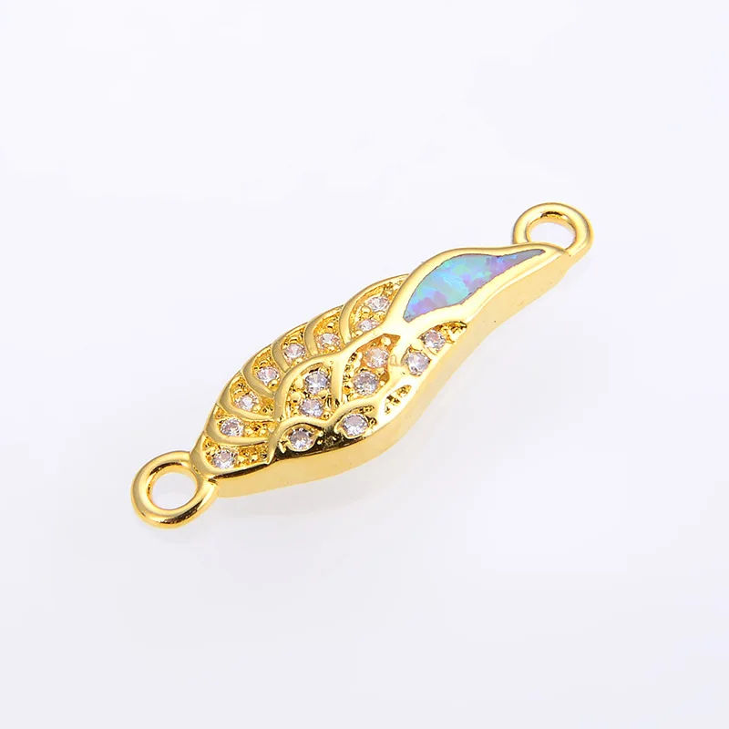 

Rainbow wings cz copper opel necklace pendant connector for diy bracelet jewelry making charm accessories for woman