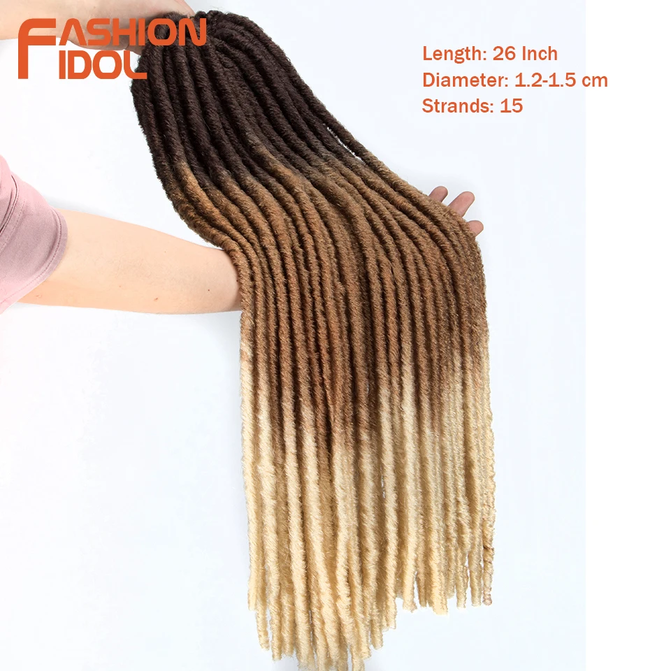 

FASHION IDOL Synthetic Faux Locs Crochet Braids Hair Dreadlocks Knotless Hook Dreads Ombre Braiding Hair Extensions For Women