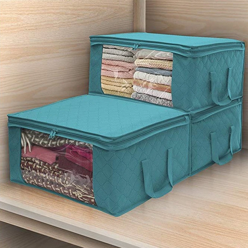 

1 шт складной Организация сумки для хранения стеганых одеял Органайзер держатель Защита от пыли одежда с большими ясным окном для одежды шк...