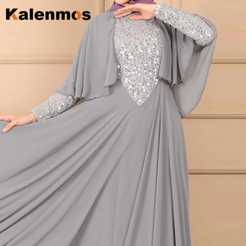 Женское шифоновое платье KALENMOS размера плюс мусульманское с длинным рукавом и