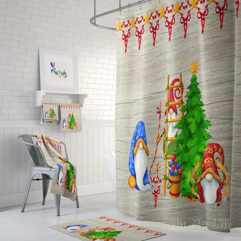 Рождественская занавеска для душа Gnomes декор ванной комнаты Elf - купить по