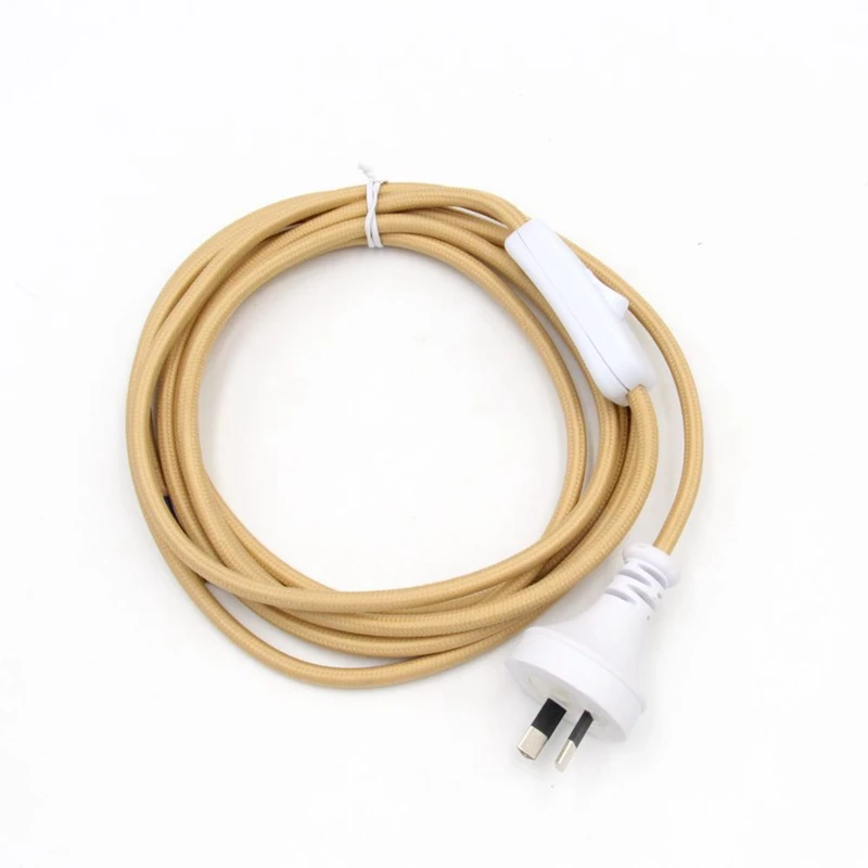 Beige 220 В AU Plug шнур питания с линейным выключателем текстильный кабель Электрический удлинитель - Цвет: Beige