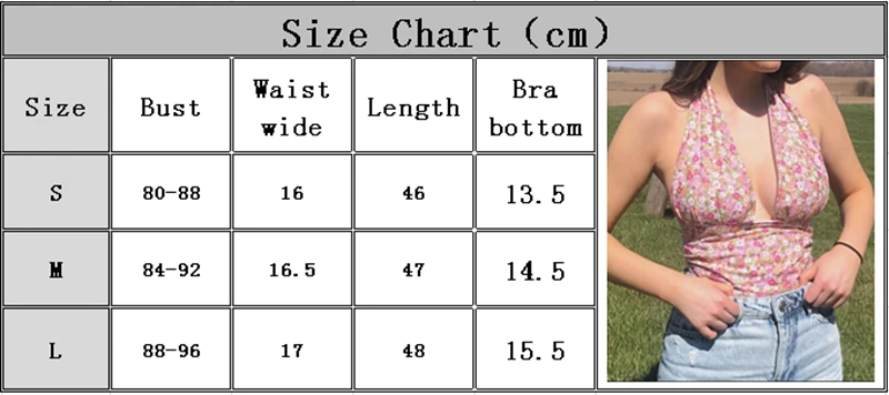 

Sweet Pint Floral Boobs Wrap Halter Top Elegant Lady Women Sexy Sleevless V-neck Backless Bandage Crop Top Camis Summer Clothing