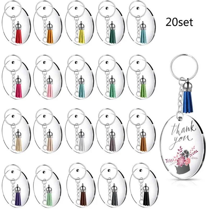 

Прозрачные круглые акриловые диски для ключей, комплект из 20 шт., для изготовления ювелирных изделий