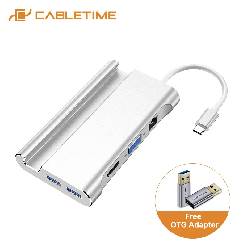 USB C концентратор на 4K HDMI LAN Ethernet PD адаптер порта VGA USB3.0 мульти-концентратор для