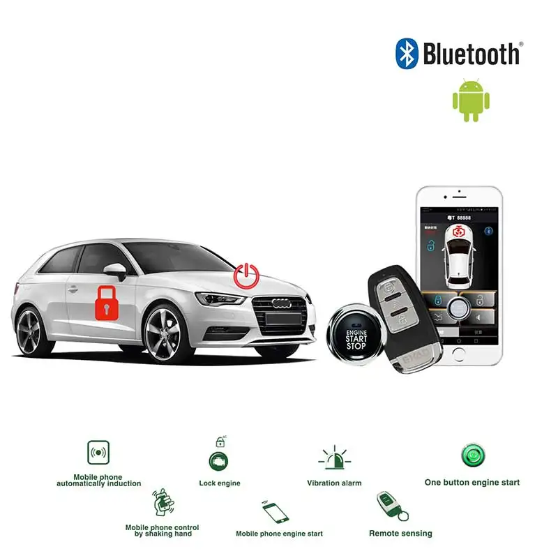 Универсальный Автозапуск автомобиля PKE Start Stop Ios/Android APP Bluetooth Автосигнализация Boost