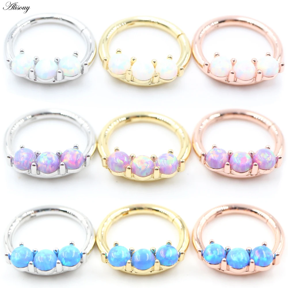 Кольца Alisouy для пирсинга носа с опалом очаровательные серьги прокола уха в соске