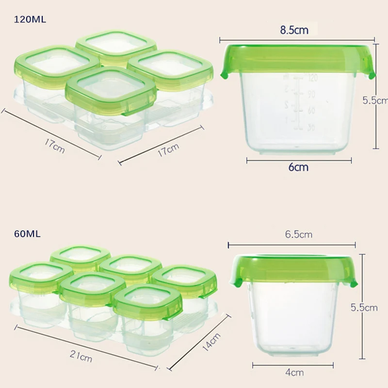 

4/6Pcs Food Fruit Breast Milk Baby Food Container Storage Box Supplement Crisper Small Durable Microwave Available Baby Food Box