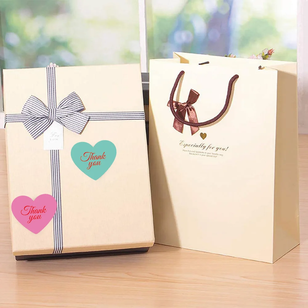 500pcs Heart Thank You Stickers Decorative Sealing For Gifts Wedding birthday Party Packaging Small Business Scrapbook |