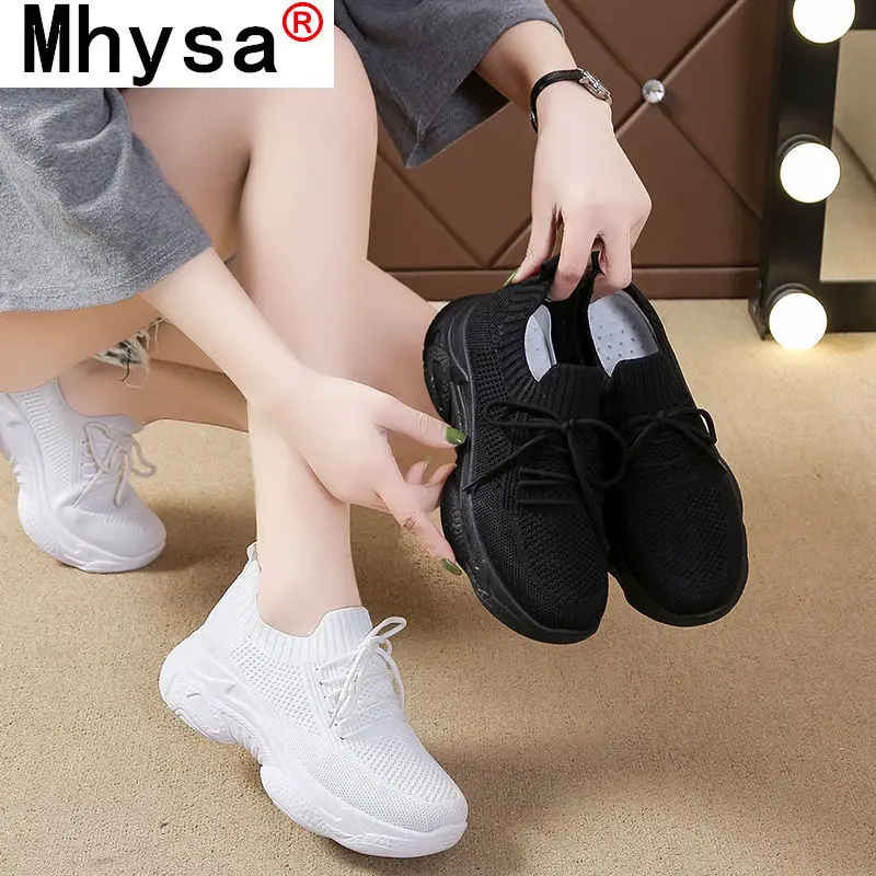 

Spring Women Shoes 2021 Spring New Round Toe Women Casual Shoes Fashion Lace-up Mesh Breathable Platform Sneakers Zapatos Mujer