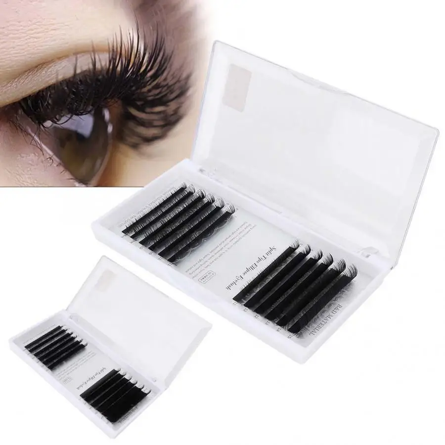 Натуральные накладные ресницы плоского типа черные для наращивания мягкие