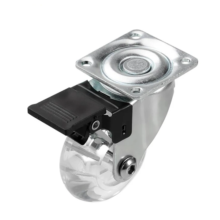 

4PCS/Lot Clear Swivel Casters Mute w/ Brake Lock, 360 Degree Ball Bearing, Casters Wheels Top Plate 1.5 inch/2 inch/3 inch