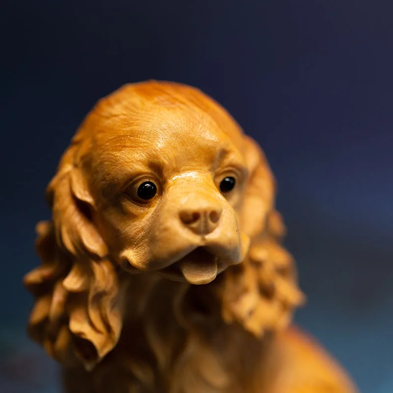7 5 см щенок кокер спаниель мини платье с изображением собаки статуя древесины