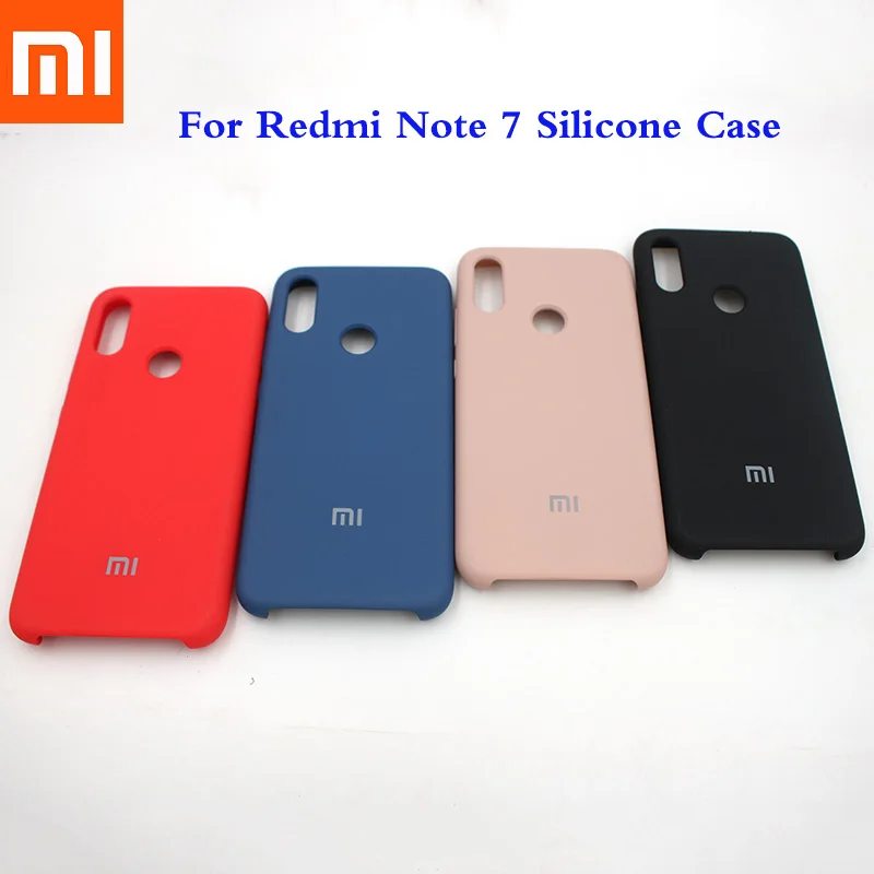 100% оригинальный цветной жидкий силиконовый защитный чехол для Xiaomi Redmi Note 7 мягкий