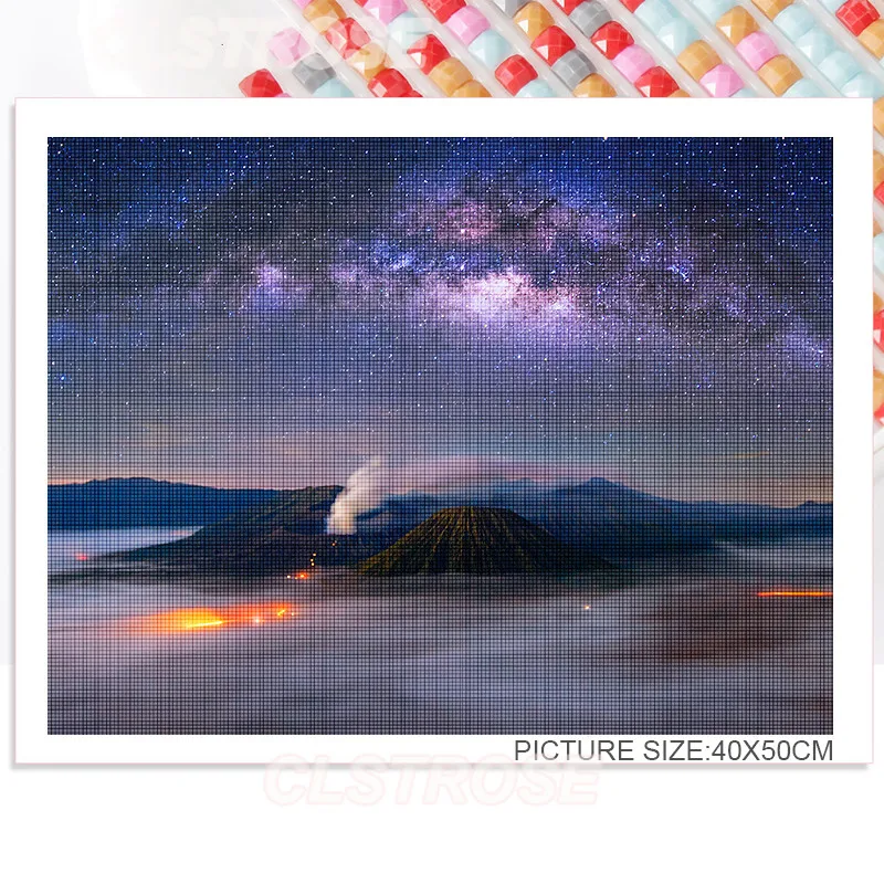 

Landscape Diamond Painting Full Diamond Square Round Starry Sky Yellowstone Park Home Decoration Cross Stitch Can Be Customized