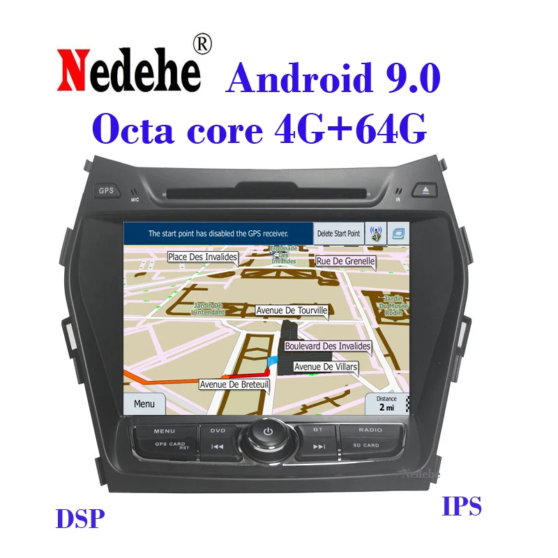 Восьмиядерный 4G+ 64G Android 9,0 автомобильный dvd-плеер для hyundai IX45 Santa FE 2013 Автомобильный Радио gps головное устройство Wifi 4G