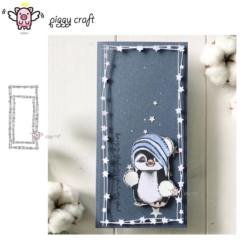 

Piggy Craft metal cutting dies cut die mold Stars rectangular frame Scrapbook paper craft knife mould blade punch stencils dies