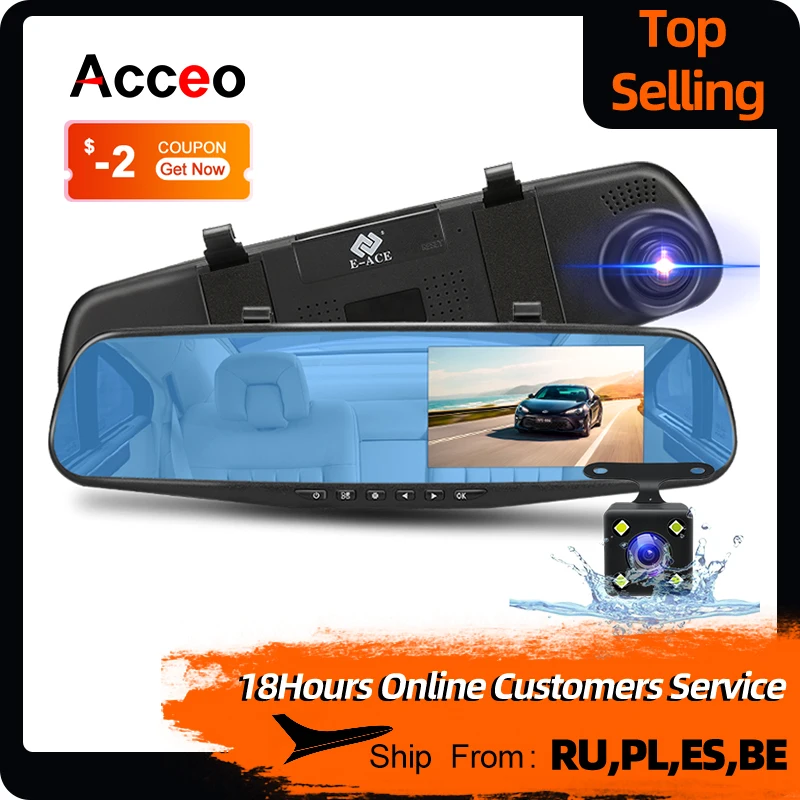 

Acceo A08 Full HD 1080P Dash Camera Dual Lens Rear View Camera 4.3 Inch Video Recorder 170 ° Wide Angle Parking Monitoring