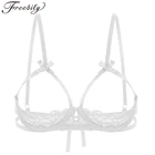 Женские эротические открытые чашечки, прозрачный кружевной бюстгальтер, сексуальные ленты для нижнего белья, регулируемые бретельки, прозрачный бюстгальтер на косточках, топы