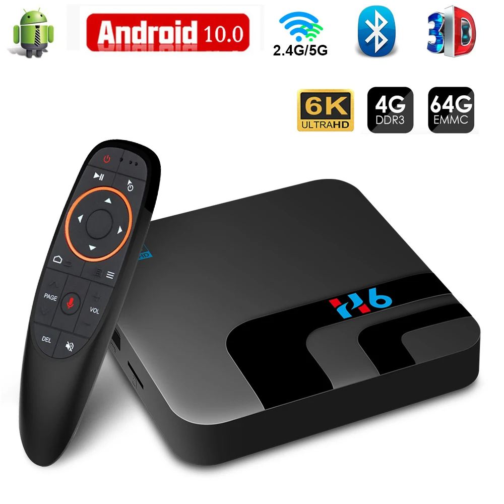 ТВ-приставка Android 10 2 4G и 5 8G Wifi H616 3D видео 4 ГБ 32 64 Гб Bluetooth медиаплеер 6K Смарт |