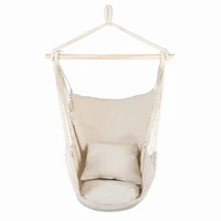 distinctive cotton canvas hanging rope chair with pillows beige childadult hammock chair swing seat large